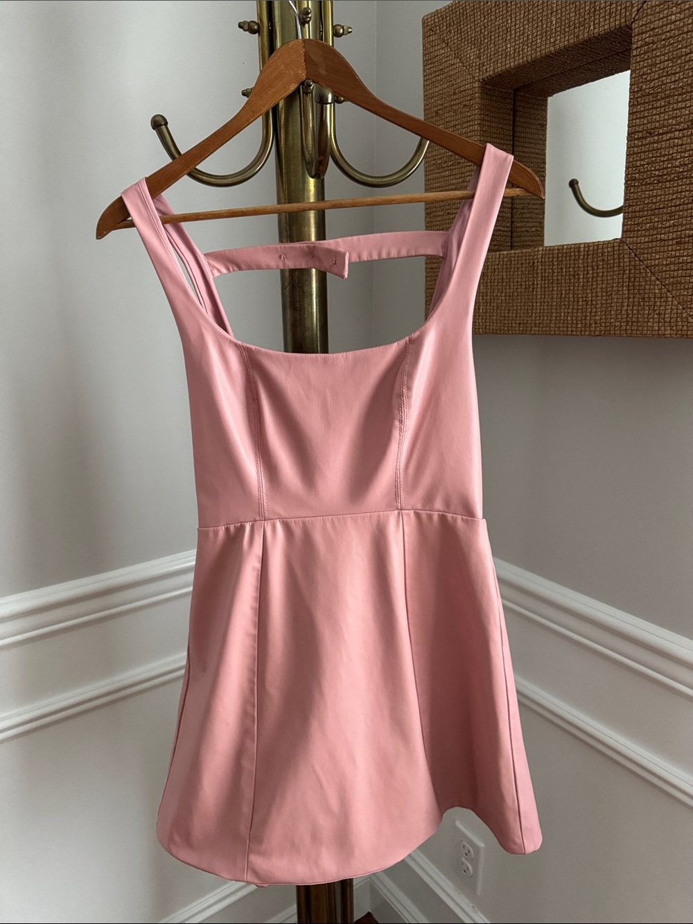 For Love And Lemons Dusty Pink Leather Mini Dress